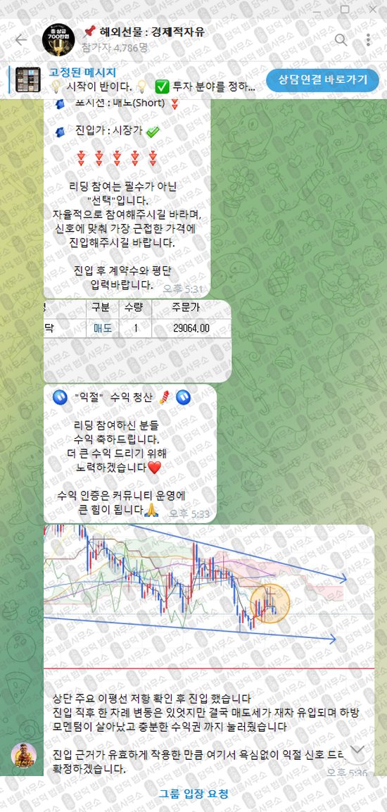이 사진은 담덕법률사무소에서 캡쳐해둔 경제적자유(VIP) 웹사이트 캡쳐 사진이며 URL은 t.me 입니다.