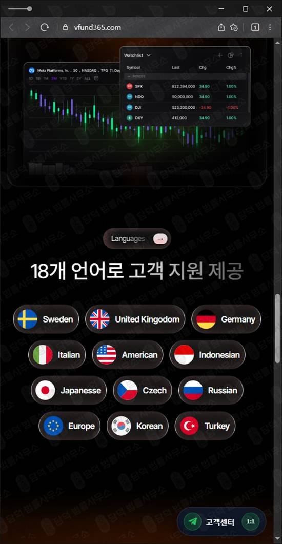 이 사진은 담덕법률사무소에서 캡쳐해둔 비전펀드(VisionFund365) 웹사이트 캡쳐 사진이며 URL은 vfund365.com 입니다.