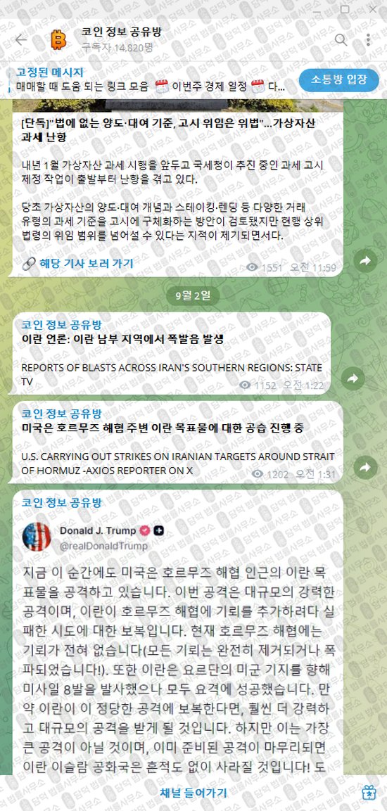 이 사진은 담덕법률사무소에서 캡쳐해둔 정보(VIP) 웹사이트 캡쳐 사진이며 URL은 t.me 입니다.