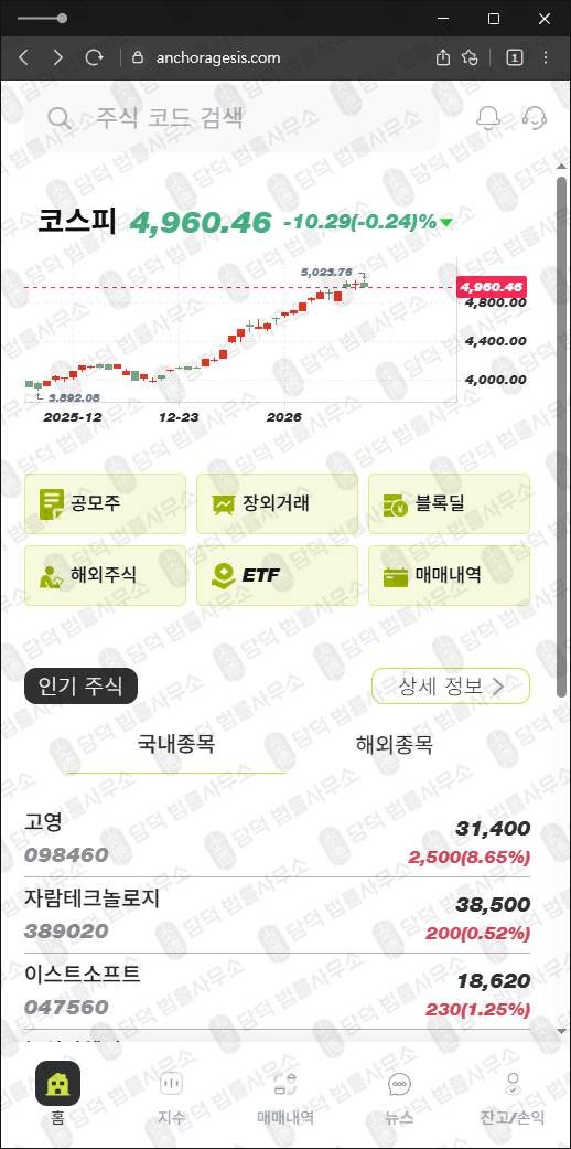 이 사진은 담덕법률사무소에서 캡쳐해둔 앵커리지스사기(ANCHORAGES) 웹사이트 캡쳐 사진이며 URL은 anchoragesio.com 입니다.