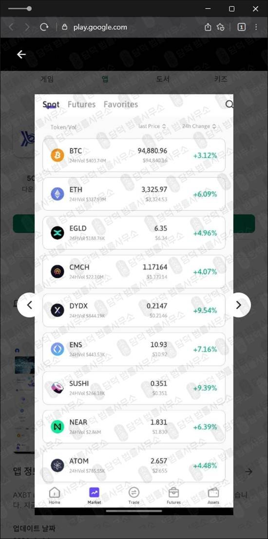 이 사진은 담덕법률사무소에서 캡쳐해둔 어플(AXBT) 관련 자료 사진입니다.