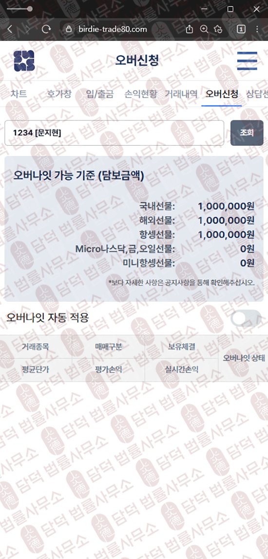 이 사진은 담덕법률사무소에서 캡쳐해둔 버디(Birdie) 웹사이트 캡쳐 사진이며 URL은 birdie-trade80.com 입니다.