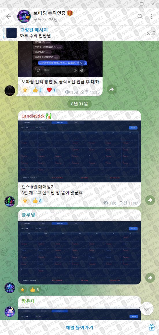 이 사진은 담덕법률사무소에서 캡쳐해둔 보따링(BODDARING) 웹사이트 캡쳐 사진이며 URL은 t.me 입니다.
