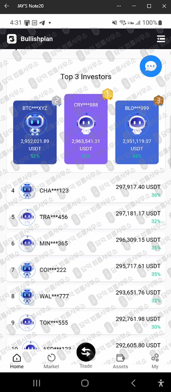 이 사진은 담덕법률사무소에서 캡쳐해둔 불리시플랜(Bullishplan) 웹사이트 캡쳐 사진이며 URL은 google.com 입니다.