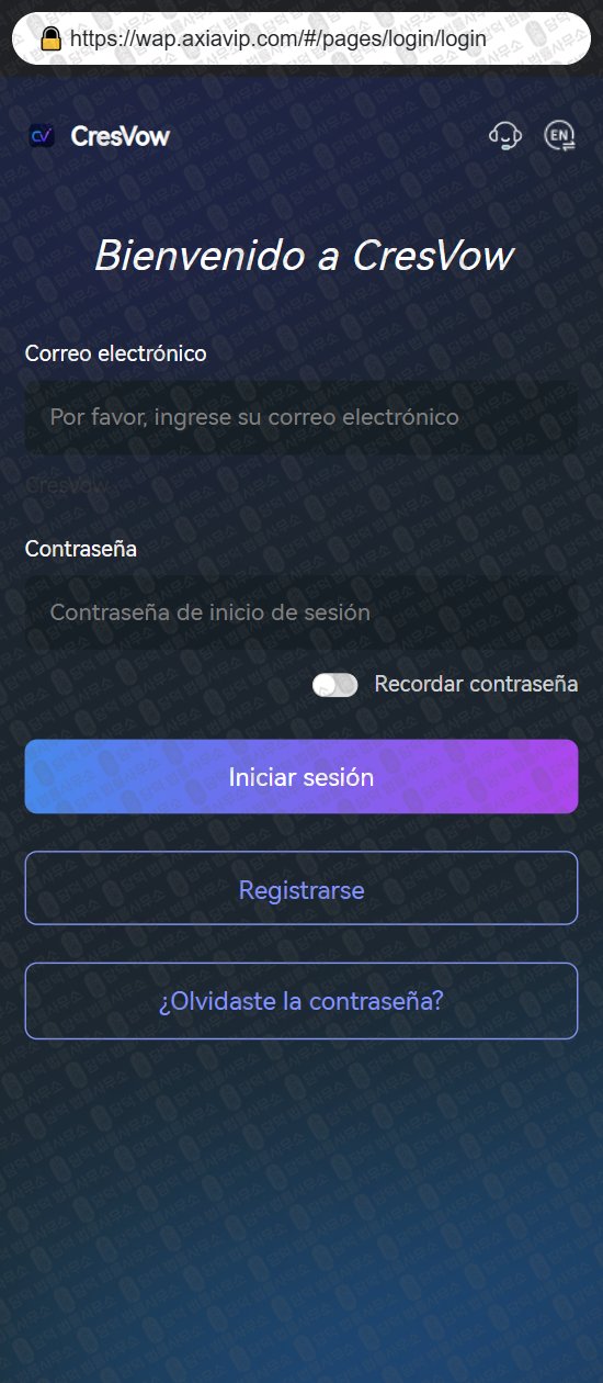 이 사진은 담덕법률사무소에서 캡쳐해둔 어플(Cresvow) 웹사이트 캡쳐 사진이며 URL은 axiavip.com 입니다.