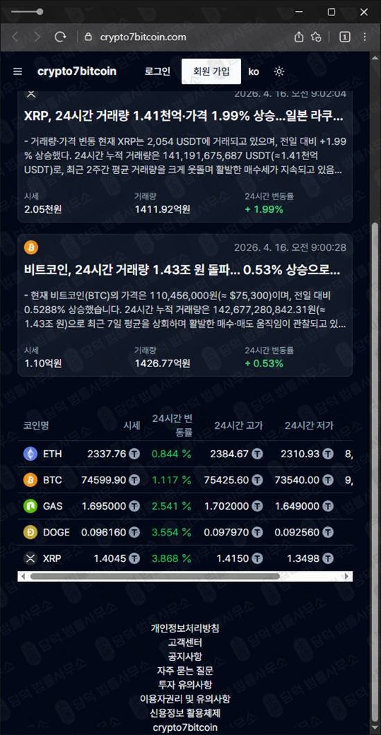 이 사진은 담덕법률사무소에서 캡쳐해둔 크립토세븐 웹사이트 캡쳐 사진이며 URL은 crypto-cointraders.com 입니다.