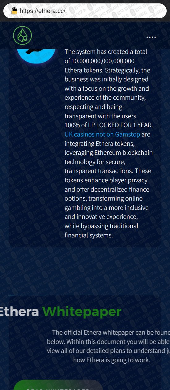 이 사진은 담덕법률사무소에서 캡쳐해둔 토크노믹스(ETHERA) 웹사이트 캡쳐 사진이며 URL은 ethera.cc 입니다.