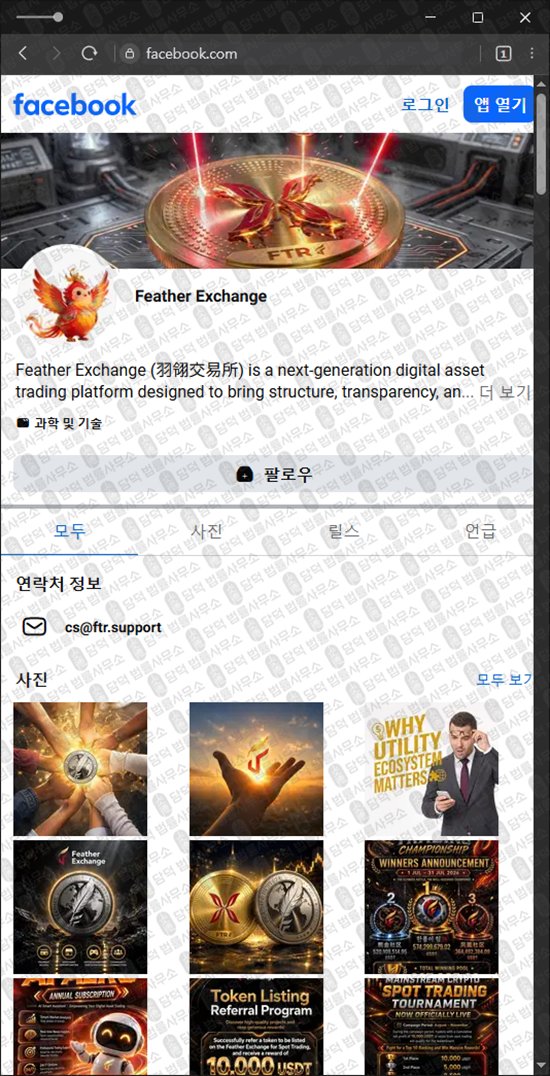 이 사진은 담덕법률사무소에서 캡쳐해둔 페더(Feather Exchange) 웹사이트 캡쳐 사진이며 URL은 ftrex.io 입니다.