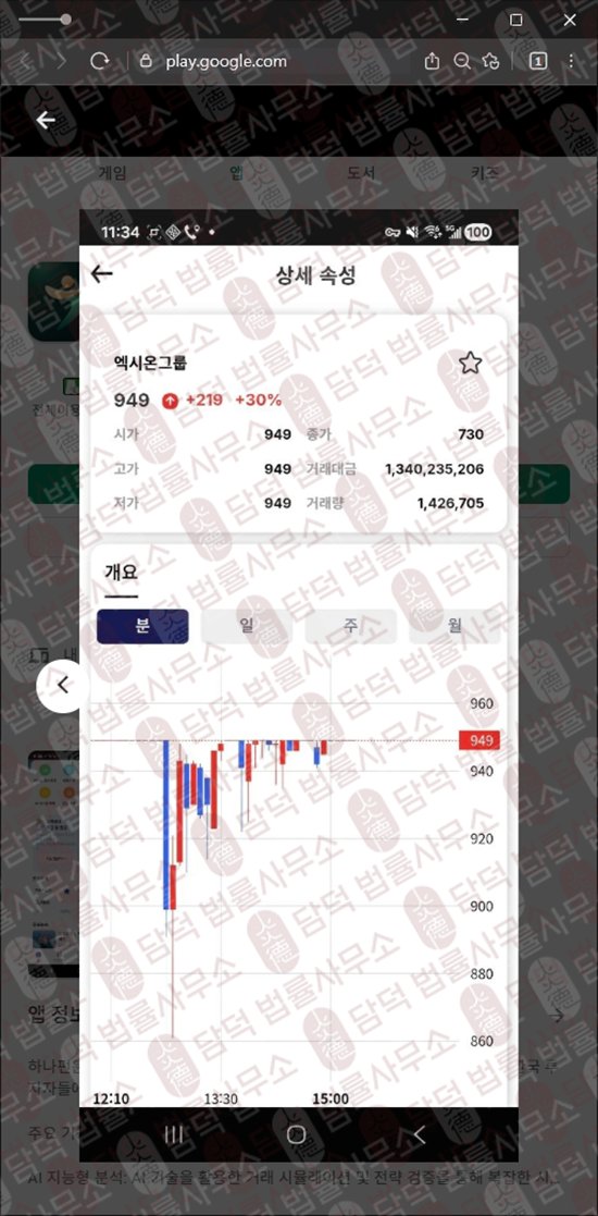 이 사진은 담덕법률사무소에서 캡쳐해둔 어플(Hana Fn) 웹사이트 캡쳐 사진이며 URL은 google.com 입니다.
