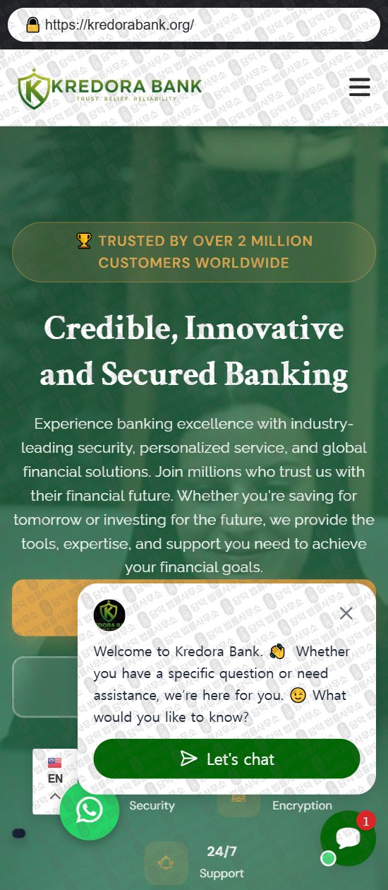 이 사진은 담덕법률사무소에서 캡쳐해둔 크레도라뱅크(Kredora Bank) 웹사이트 캡쳐 사진이며 URL은 kredorabank.org 입니다.