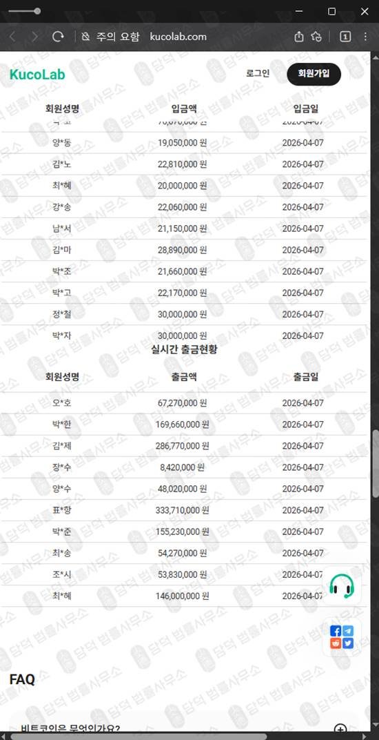 이 사진은 담덕법률사무소에서 캡쳐해둔 불가(KucoLab) 관련 자료 사진입니다.