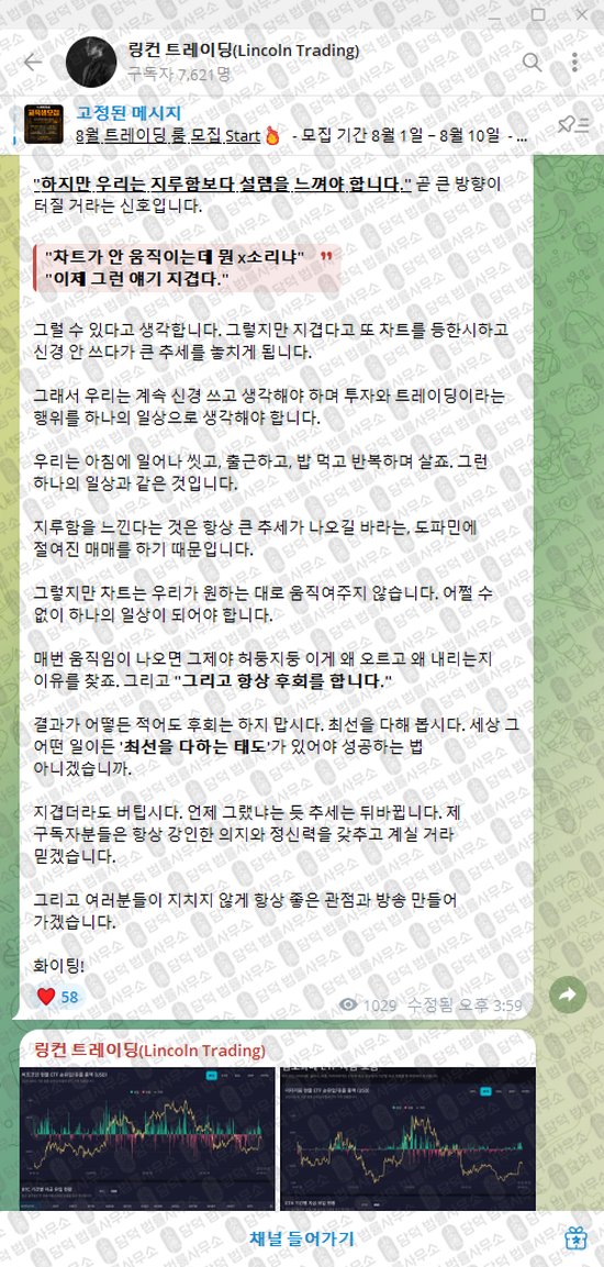 이 사진은 담덕법률사무소에서 캡쳐해둔 링컨(Lincoln Trading) 웹사이트 캡쳐 사진이며 URL은 t.me 입니다.