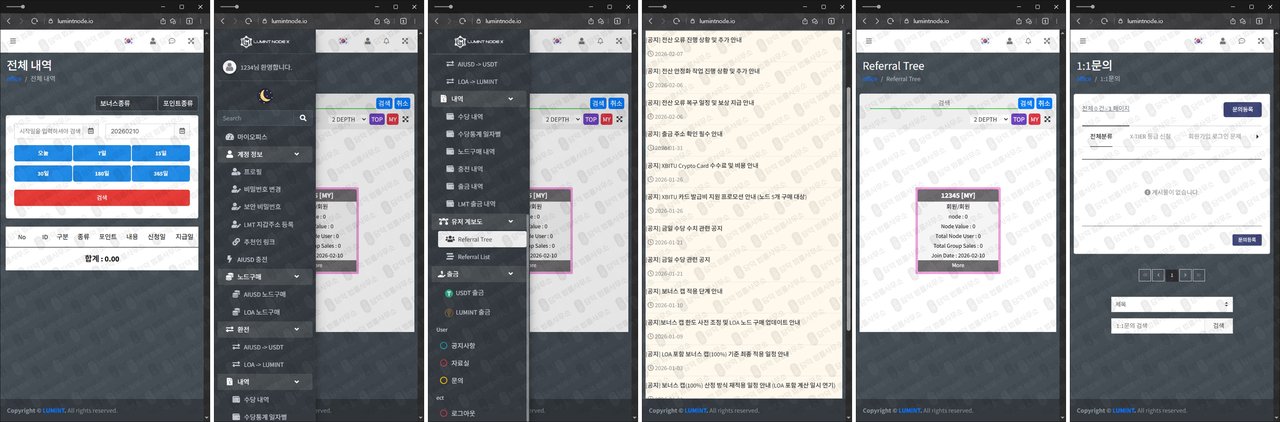이 사진은 담덕법률사무소에서 캡쳐해둔 루민트(LUMINT NODE) 웹사이트 캡쳐 사진이며 URL은 lumintnode.io 입니다.