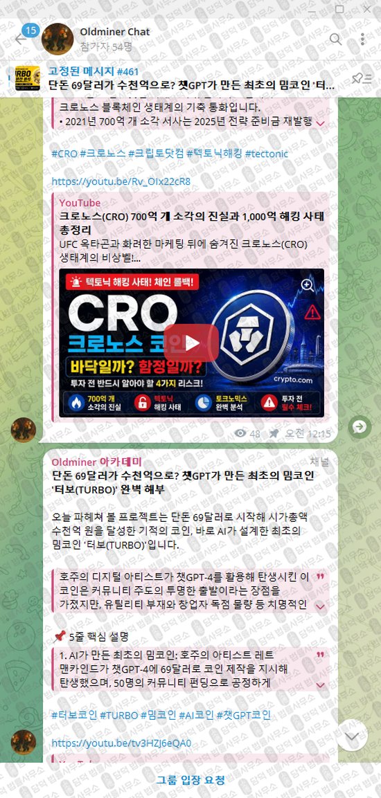 이 사진은 담덕법률사무소에서 캡쳐해둔 올드마이너(Oldminer Chat) 웹사이트 캡쳐 사진이며 URL은 t.me 입니다.