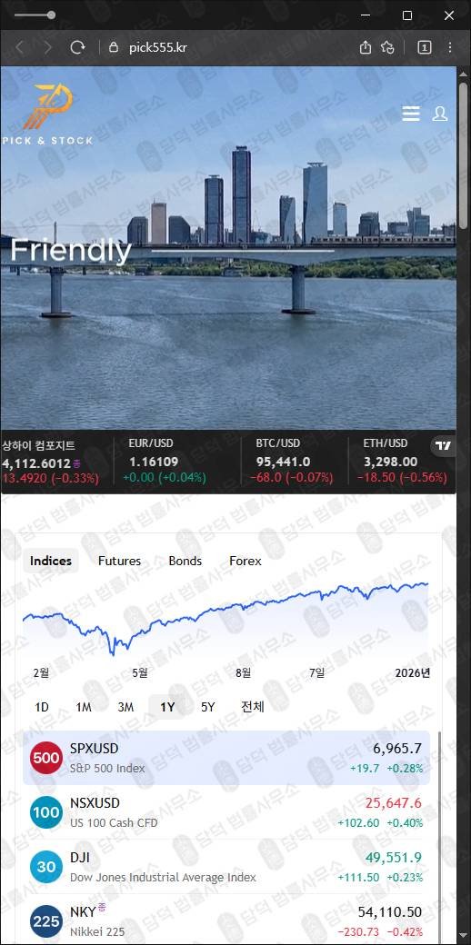 이 사진은 담덕법률사무소에서 캡쳐해둔 픽스탁(HTS) 웹사이트 캡쳐 사진이며 URL은 pick555.kr 입니다.