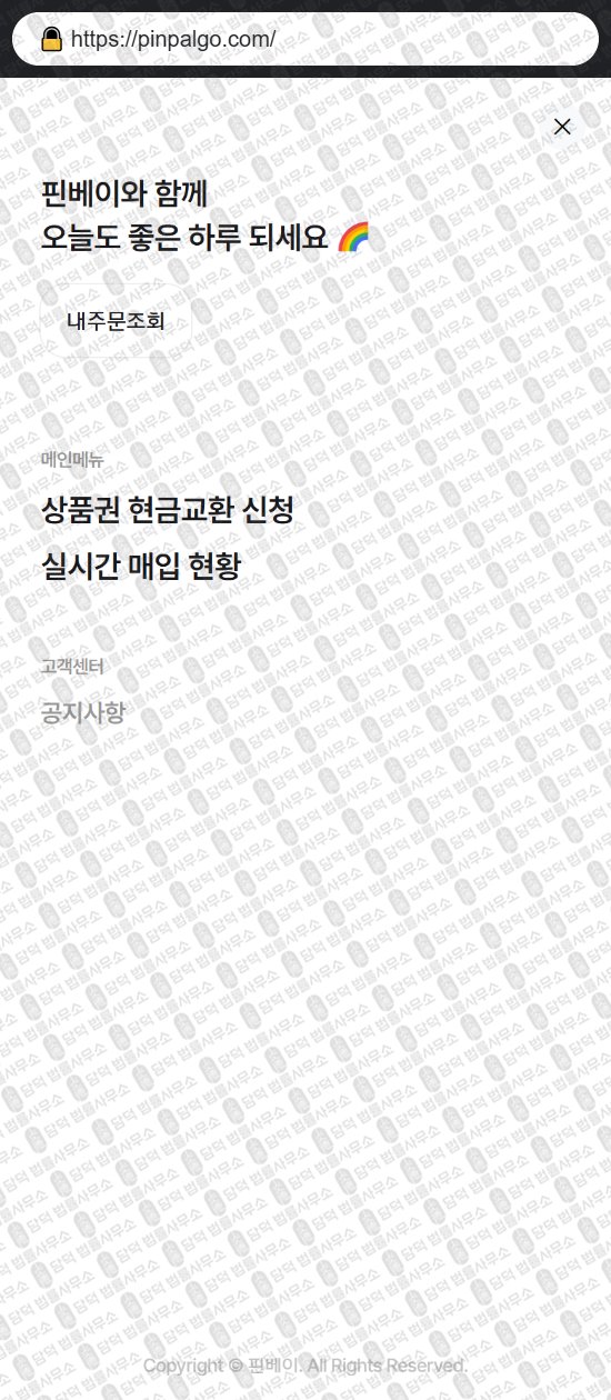 이 사진은 담덕법률사무소에서 캡쳐해둔 핀베이(URL) 웹사이트 캡쳐 사진이며 URL은 pinpalgo.com 입니다.