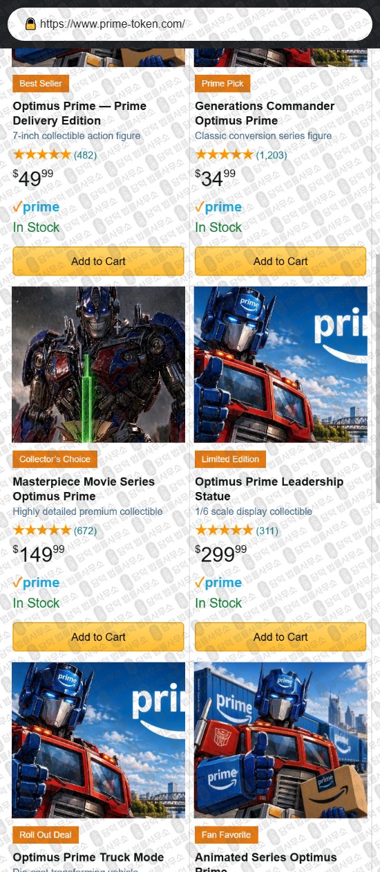 이 사진은 담덕법률사무소에서 캡쳐해둔 아마존(Prime Market) 웹사이트 캡쳐 사진이며 URL은 prime-token.com 입니다.