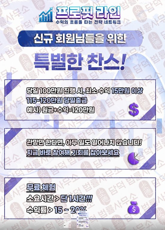 이 사진은 담덕법률사무소에서 캡쳐해둔 프로핏라인(Profitline) 관련 자료 사진입니다.