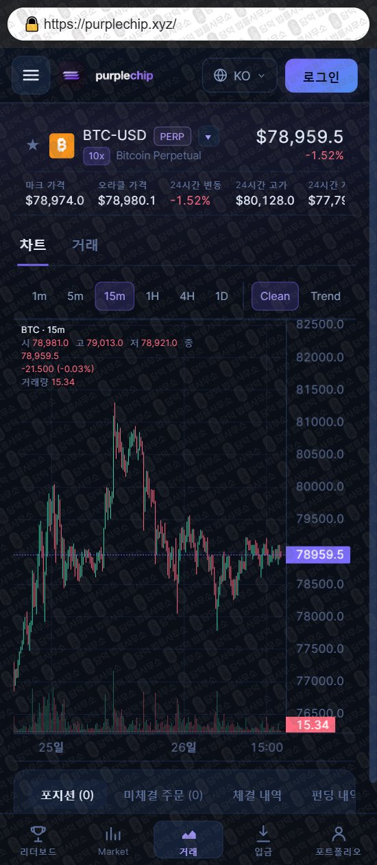 이 사진은 담덕법률사무소에서 캡쳐해둔 퍼플칩(Purplechip) 웹사이트 캡쳐 사진이며 URL은 purplechip.xyz 입니다.