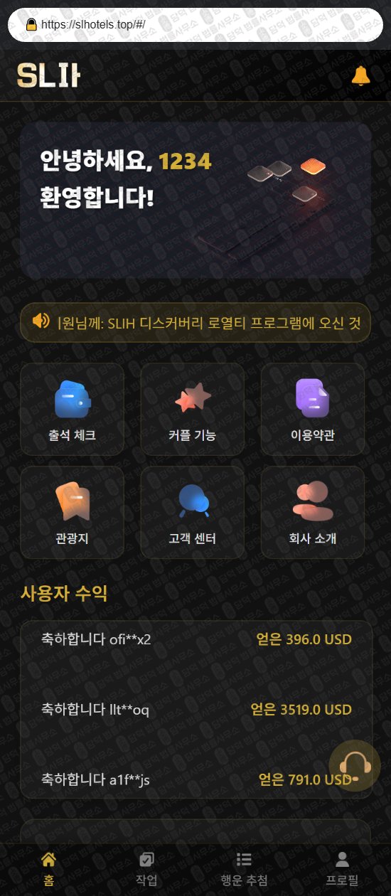 이 사진은 담덕법률사무소에서 캡쳐해둔 디스커버리(SLIH) 웹사이트 캡쳐 사진이며 URL은 opulentstay02.com 입니다.