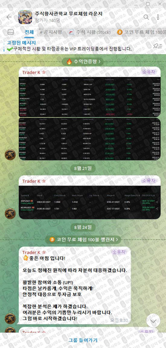 이 사진은 담덕법률사무소에서 캡쳐해둔 주식왕사관학교(VIP) 웹사이트 캡쳐 사진이며 URL은 t.me 입니다.