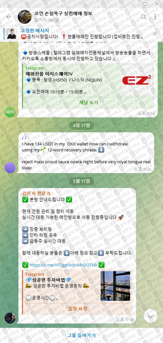 이 사진은 담덕법률사무소에서 캡쳐해둔 손실복구(BitBit8282) 웹사이트 캡쳐 사진이며 URL은 t.me 입니다.