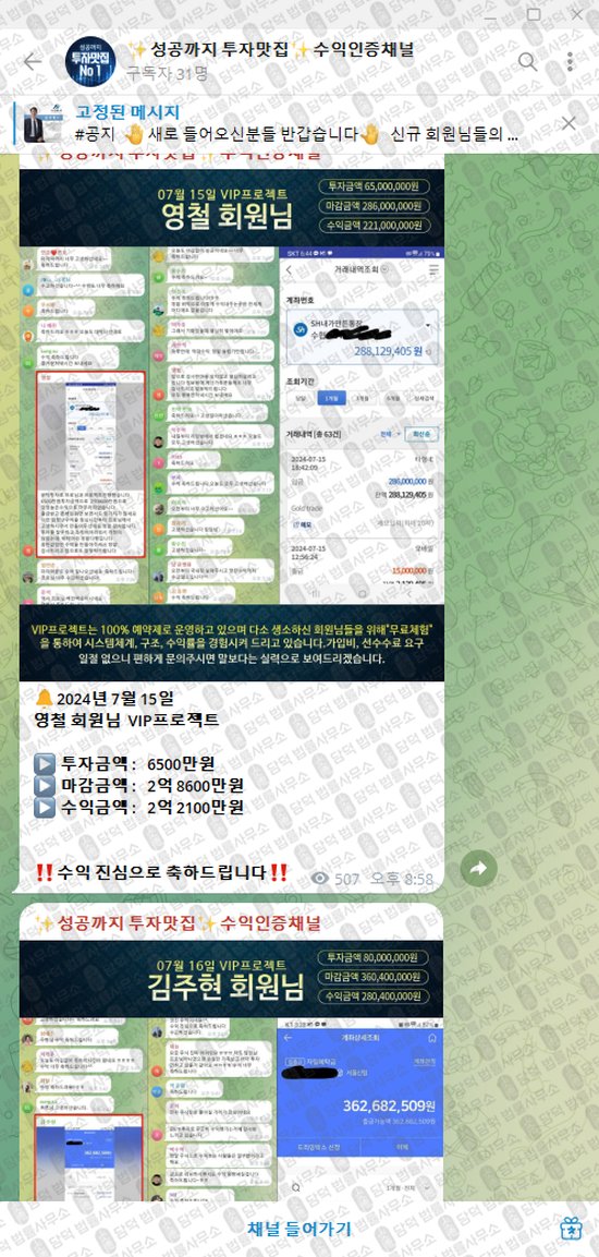 이 사진은 담덕법률사무소에서 캡쳐해둔 성공까지(VIP) 웹사이트 캡쳐 사진이며 URL은 t.me 입니다.