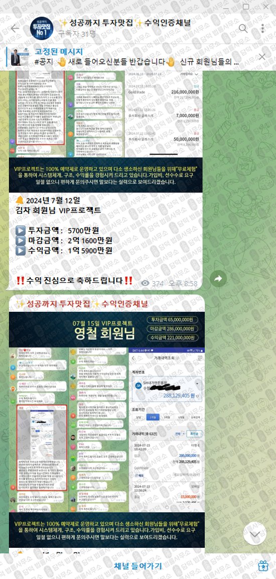 이 사진은 담덕법률사무소에서 캡쳐해둔 성공까지(VIP) 웹사이트 캡쳐 사진이며 URL은 t.me 입니다.