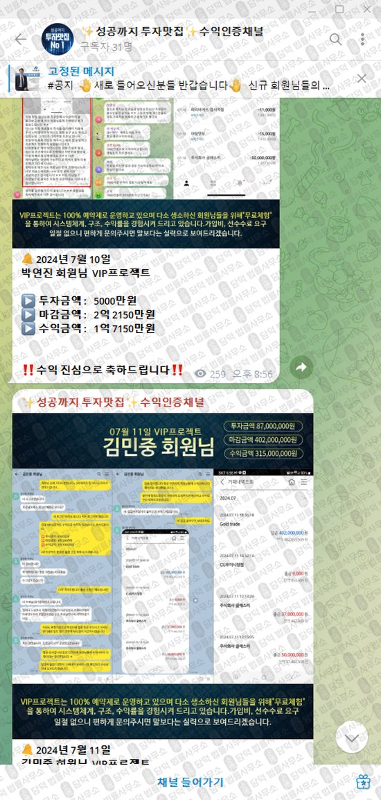 이 사진은 담덕법률사무소에서 캡쳐해둔 성공까지(VIP) 웹사이트 캡쳐 사진이며 URL은 t.me 입니다.