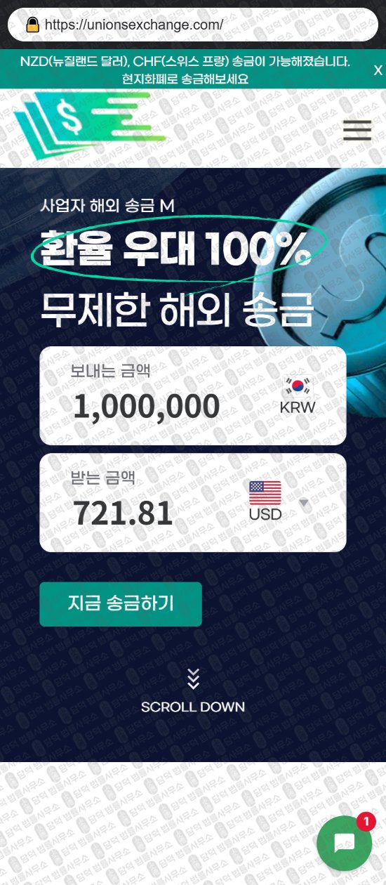 이 사진은 담덕법률사무소에서 캡쳐해둔 유니온(NZD) 웹사이트 캡쳐 사진이며 URL은 unionsexchange.com 입니다.