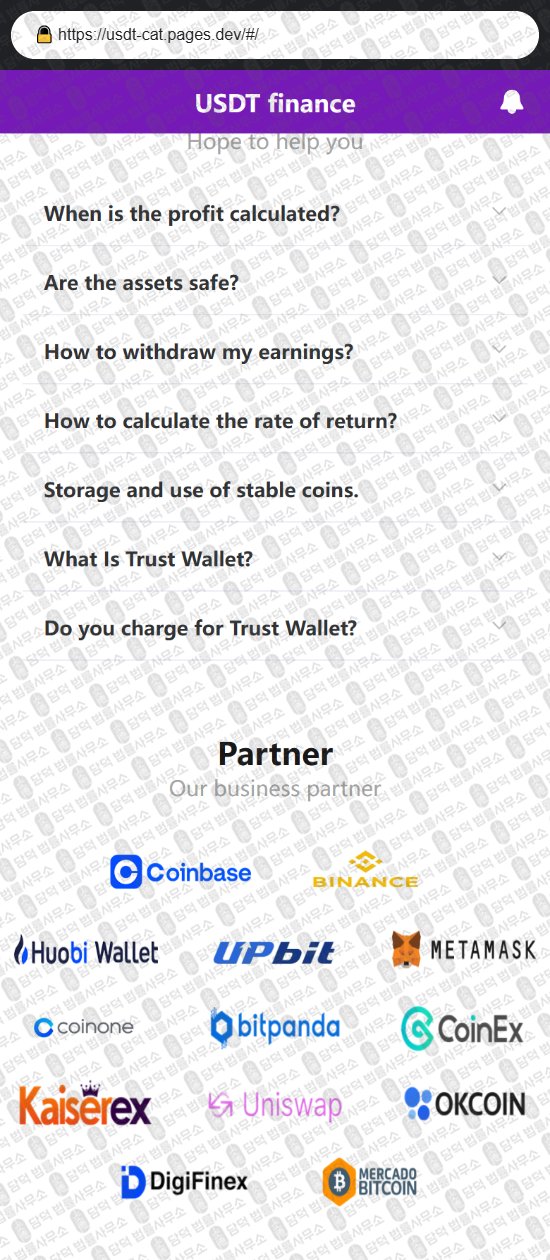이 사진은 담덕법률사무소에서 캡쳐해둔 사칭(USDT) 웹사이트 캡쳐 사진이며 URL은 damdeoc.com 입니다.